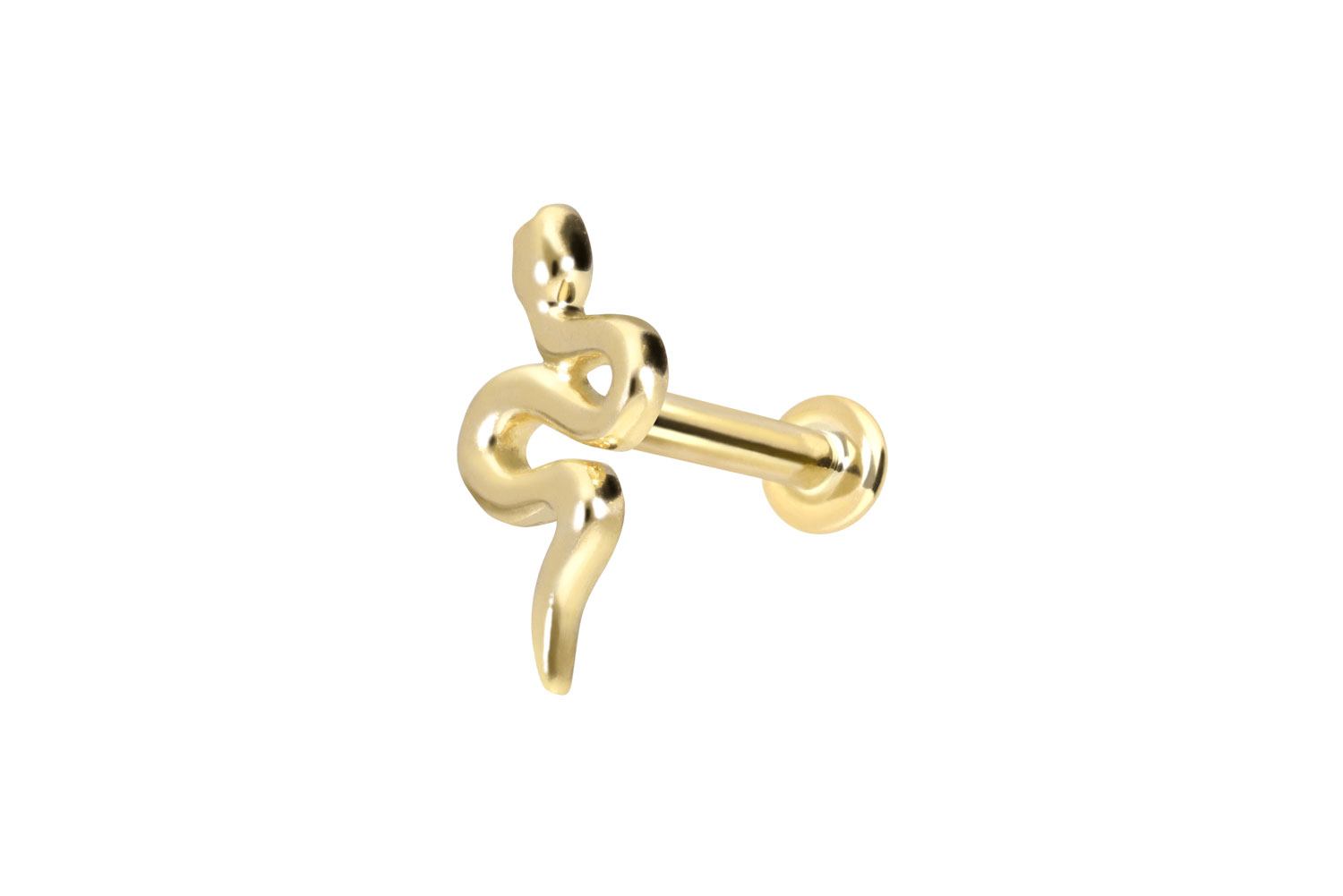 14 Karat Gold Labret Piercing mit Push Fit SCHLANGE